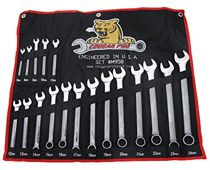 Cougar Pro m958 Metrisches Full Polish-Maulschlüssel Set, 7 MM – BIS 24 mm (18)