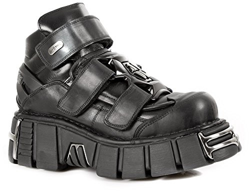 New Rock Metallic nero Pelle Scarpe M.285-S1