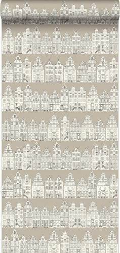 Esta Home Tapete Amsterdamer Grachtenhäuser Beige 53 cm x 10.05 m