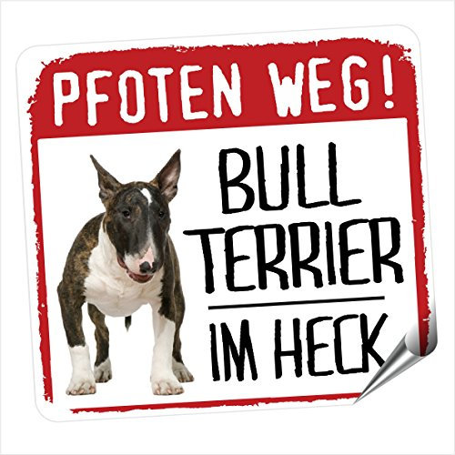Bullterrier Bull Terrier Kleiner Auto Aufkleber Pfoten Weg Hundeaufkleber REFLEKTIEREND REFLECTIVESiviwonder No.1