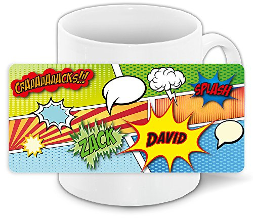 Tasse mit Namen David und schönem Comic-Motiv für Jungs