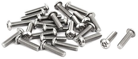 sourcing map sourcingmap M4 x 16 mm de Tornillos de Acero inoxidable 304 de cabeza troncocónica de seguridad Torx sujetadores 25pcs