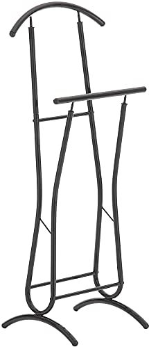 CLP Herrendiener Rufus Mit Schuhablage I Moderner Kleiderständer Aus Pulverbeschichtetem Metall I Unisex Kleiderbutler, Farbe:schwarz