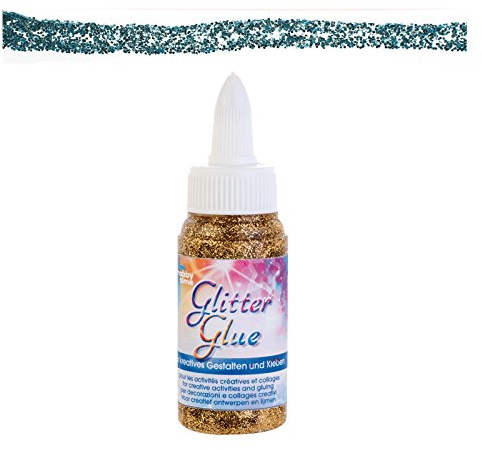 Glorex Glitter Glue Bottiglia 60 ML dosierver chluss, Glitter, Blu, 3,4 x 3,4 x 10,4 cm