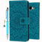 Geniric Handy Hülle für Samsung Galaxy A5 2016 Leder Flip Wallet Cover Stand Case Card Slot Leder Tasche Karteneinschub Magnetverschluß Kratzfestes (Blau Sonnenblume) mit Stylus Stift Staubstecker