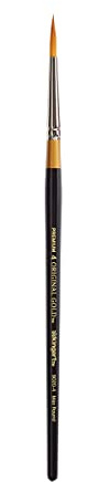 KINGART Premium Original Gold 9020-4 ULTRA ROUND Series Artist Brush, Golden Taklon Synthetic Hair, Short Handle, for Acrylic, Watercolor, Oil and Gouache Painting, Size 4