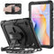 SEYMAC Hülle für Samsung Galaxy Tab S6 Lite 10,4 Zoll 2024/2022/2020, Stoßfeste Hülle mit Displayschutzfolie, 360° Drehbarem Ständer/Handschlaufe, Schultergurt, mit Stifthalter, Schwarz