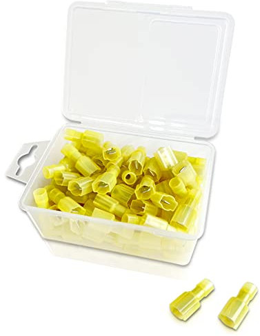 IGLORY 100 Piezas Terminal De Masculino Aislado De Nailon Conectores Electricos, Rango De Cable 12~10 awg (4-6mm2) Terminales Eléctricos, Doble La Chepa