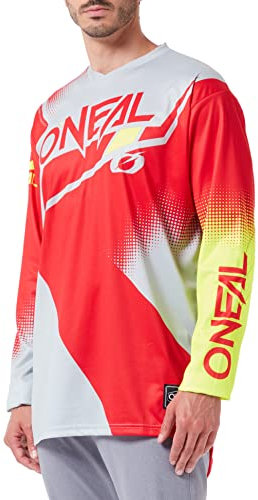 O'NEAL Element Jersey SUÉTER, Unisex-Adult, Rojo/Gris/Amarillo Neon, S