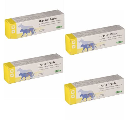 cp-pharma Urocid Paste | 4er Pack | 4 x 100 g | Diät-Ergänzungsfuttermittel für Hunde und Katzen | Bei Blasenbeschwerden | Mit Methionin & Cranberry