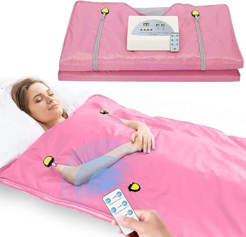 VAYOTOY Couverture Sauna Infrarouge, Couverture de Sauna à 2 Zones pour la Maison, Conception Portable pour la Relaxation,Détox et la Désintoxication la Plus élevée, Contrôle de La Minuterie, 180*80CM