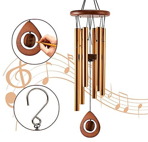 JelyArt Windspiel 32 Zoll Große Windspiele für draußen und drinnen, Metall Klangspiel, Gedenk-Geschenke, Tiefe Töne Heimdekoration (Gold, 81cm)