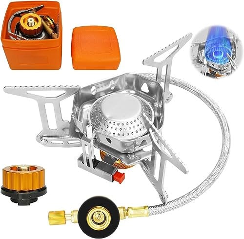ELEUTH Réchaud de Camping, Gaz, 3500W, Pliable et Portable, Allumage Piezo, Trois Brûleurs en Laiton, Pour Plein Air, Pique-niques, Camping et Randonnée