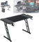 ACXIN Mesa de juegos con LED, 120 x 60 cm, mesa de ordenador con gancho para auriculares y soporte para bebidas, construcción en forma de Z, diseño ergonómico, escritorio de gaming, fibra de carbono,