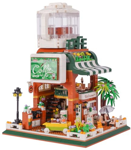 LULUFUN Bausteine-Set, Stadt-Café-Bausteine, Modell-Set, Architektur-Bauset, Geschenk, Spielzeug für Jugendliche und Erwachsene