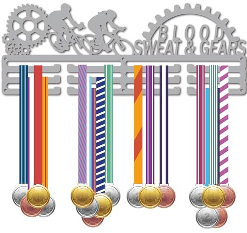 CREATCABIN Porta Medaglie per Bici Appendiabiti per Medaglie Sportive Espositore in Metallo per Premi per Atleti Appeso A Parete in Ferro Decor Oltre 60+ medaglie per Equitazione Corsa Nuoto 40x15cm
