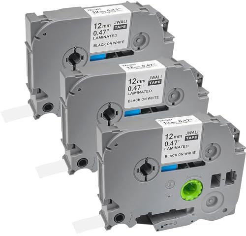 Relota 3x Kompatibel für brother p-touch bänder 12mm x 8m, tze-231, p touch schriftband, beschriftungsband, tze, tze231,label tape, für PT-200 PT-300 PT-300B PT-310 PT-310B PT-320 Schwarz auf Weiß