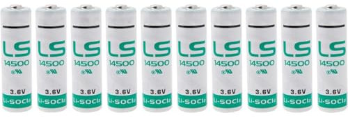BenjiPower - Pile LS14500 3,6 V Lithium 2600mAh Li-SoCl2 AA Pack de 10