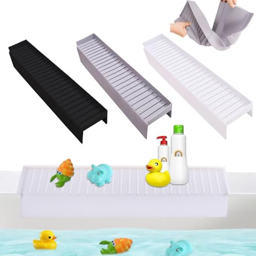 AUGIGKO Protezione per bordi e paraspruzzi in silicone, 5 pendie, 50,8 x 10,2 cm, autoportante, bianco, accessorio per lavello da cucina e bagno