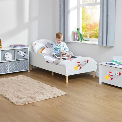Liberty House Toys Kids Toddler Bed, Rocket, White | White, H68 x W74 x D144cm