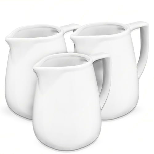 Pot à lait en porcelaine blanche, tailles assorties pour petit déjeuner, bar, restaurant, hôtel (3, blanc, 210 ml)