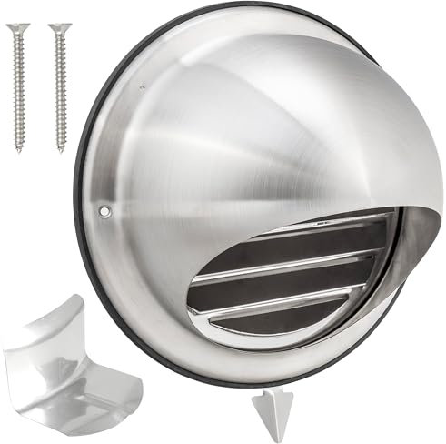 SYSTERM Lüftungsgitter Edelstahl Wandlüftungsabdeckung Außengitter Entlüftungsabdeckung Ablufthaube Kugelhaube Abluft Zulufthaube Schutzgitter, Insektenschutz (150mm)