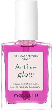 Manucurist Nagellack und Nagelpflege Active Glow Grape (Lila) Biobasiert: Süßmandel, Himbeere, Nährender & Glänzender Nagellack Nude ultra-glowy Finish - Nagellack Schnelltrocknend ohne UV Lampe
