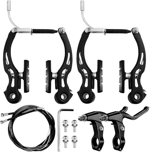 GOEDCH Set Universale di Freni per Bicicletta: Set Completo con 2 Freni a V e 1 Coppia di Leve del Freno, Freno MTB Anteriore e Posteriore, Set di Leve del Freno e Cavi per Mountain Bike e Bici da