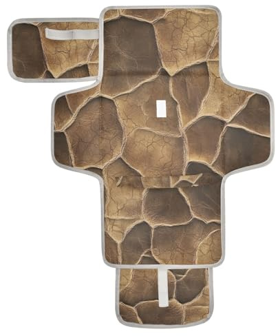Wiederverwendbare Wickelunterlage für Kleinkinder, Büffelhaut, Leder, Textur, Khaki, mit Taschentuchtasche, Wickelunterlagen für Wickeltisch für Mütter, Väter, Cambiador de pa?ales para Bebes