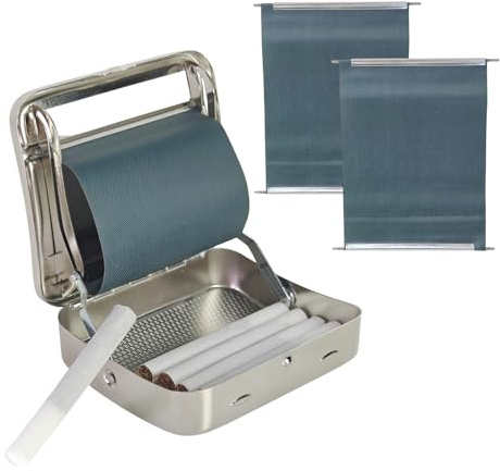 BeGrit Zigaretten Rollbox Manuell Drehmaschine Tragbare Zigarettenstopfer | Durchmesser 6mm 8mm Zigaretten Stopfmaschine Zigarettenwickler Länge 70 mm mit 2 stuck Ersatzband für Drehtabak Rollmaschine