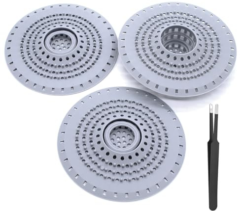 NVGFTG 3 Stück Grau Silikon Abflusssieb Dusche Haarsieb Dusche Haarfänger Duschsieb Abfluss Haare Abflusssieb Badewanne mit Pinzette für Küche Waschbecken Dusche Badewanne