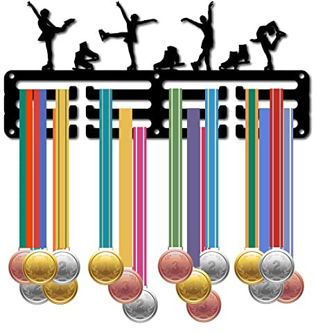 Porta medaglie Sportive, espositore per Pattinaggio sul Ghiaccio, in Metallo, Piccolo Supporto Decorativo, per premi da Parete, per casa, Gare, Corsa, Ginnastica, Nuoto, Nero, 11,4 x 5,1 Pollici