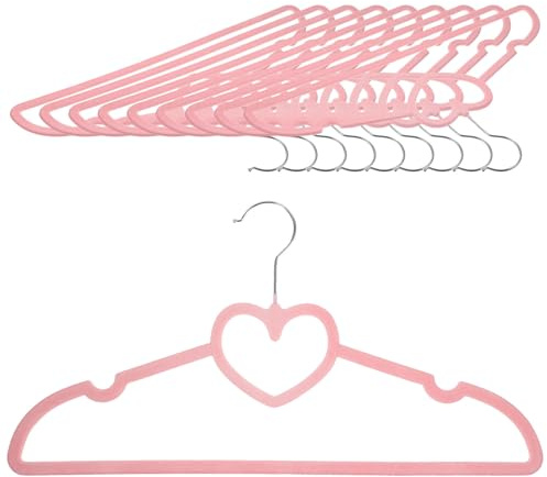 Grucce in Plastica a Cuore Antiscivolo 10 Pezzi per Armadio | Rosa, Sagoma a Cuore, per Cappotti, Giacche, Camicie e Abiti, Organizzazione Guardaroba