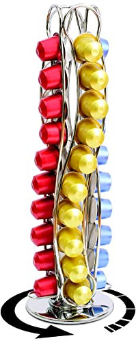 COBB INDUSTRIES® - Isis CH0016 - Portacapsule rotary in metallo acciaio inossidabile compatibile per Nespresso Capienza 40 capsule Stand porta capsule di caffè
