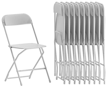 Flash Furniture Klappstuhl, Weiß, 45,7 x 44,5 x 80 cm, 10 Stück