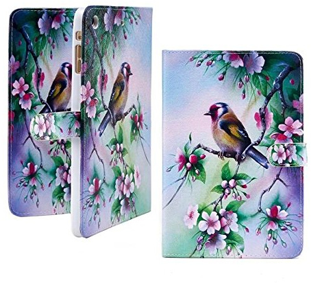 NWNK13 iPad 2nd / 3rd / 4th Gen Leather Case Book Wallet,Corner Protection, Stand Folio Vintage Bird Design Floral Pattern Apple iPad Cover Case green