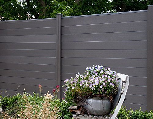 WPC/BPC Sichtschutzzaun dark grey 4 Zäune inkl. 5 Pfosten Sichtschutz Gartenzaun Zaun