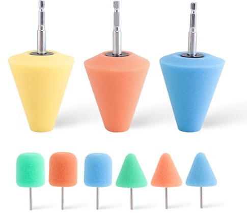 Polishing Cone ZFE 9 PCS Sponge Buffing for Automotive Car Wheel Hub Care, Metal Polish Buffing Polishing Ball for Aluminum and Stainless Steel