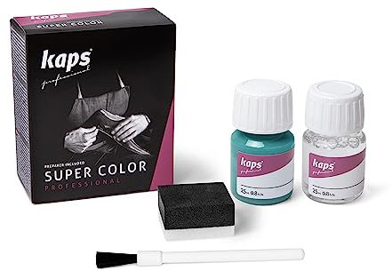 KAPS Super Color – Teinture pour Cuir Naturel – Matières Synthétiques et Textiles – 25 ml – Plusieurs couleurs, 165 - Turquoise