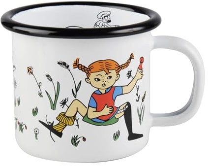 Pippi Longstocking 1,5 DL Pippi and Mr Nilsson Taza esmaltada, Blanco