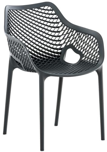 CLP Stuhl Air XL I Stapelbarer Terrassenstuhl I Komfort Und Design I Ideal Für Garten und Balkon I UV Beständig Und Wetterfest, Farbe:dunkelgrau