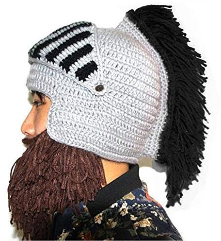 Perücke Bart Hüte Cosplay Roman Knight Strickhelm Winter Sport Wärmer Cap Ski Lustige Maske Beanie (Schwarz)