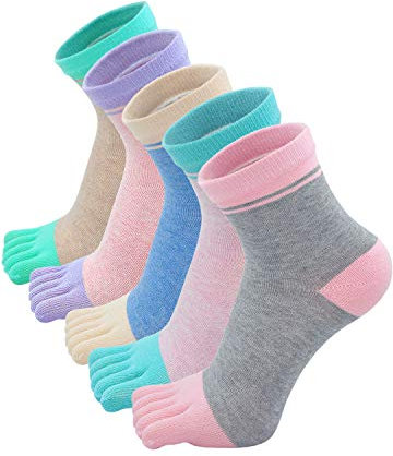 ZAKASA Damen Fünf Finger Zehensocken Baumwolle Lauf Mini Crew Socken