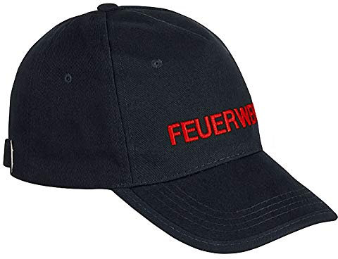 PACOTEX Premium Feuerwehr Cap Basecap in robuster Arbeitskleidungs-Qualität Marineblau mit Feuerwehr Bestickung (Rot)