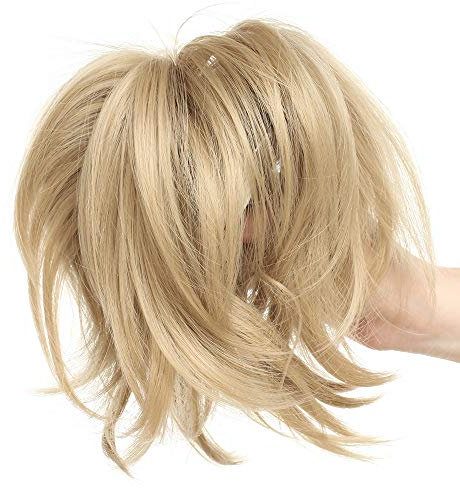 SEGO Ponytail Extension Haarteil Zopf Pferdeschwanz Haarverlängerung mit Butterfly-Klammer wie Echthaar Mittelblond 95g-12(30cm)