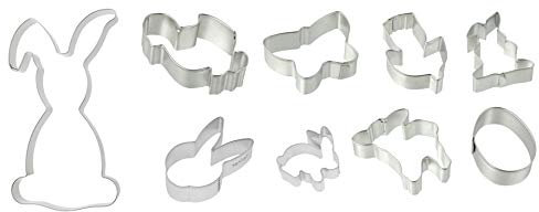 Zenker Osterausstecher-Set, hochwertige Keks- und Plätzchenausstecher, Ausstecher für Hasen, Ausstechform für Schafe und Schmetterlinge, Ausstechförmchen für Ostern (Farbe: Silber), Menge: 1 x 9er Set