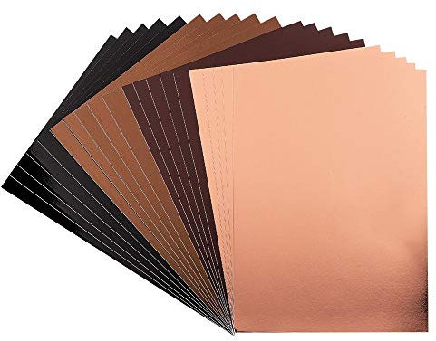 Ideen mit Herz Spiegel-Karton | Metallpapier | Bastelpapier metallic | 20 Bogen | Din A4 | 200 g/qm (braun, taupe, schwarz, hellkupfer)