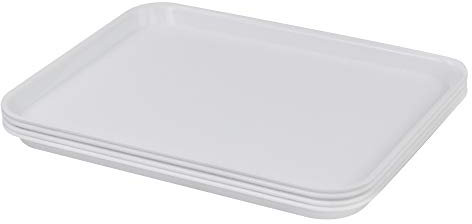 Farmoon Bandeja De Comida Rápida, Bandejas Rectangulares De Plástico, Juego De 4, Blanco
