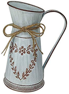 LICHENGTAI Florero Vintage de Metal, Estilo rústico de Lata de Leche de Lata galvanizada florero de Metal Jarra de Flores Jarra Olla para Granja Vintage país primitivo decoración del hogar