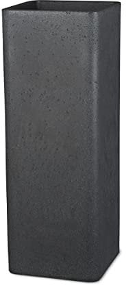 Scheurich Alea High 70, Hochgefäß/Blumentopf/Pflanzkübel, quadratisch, Farbe: Schwarz-Granit, hergestellt mit recyceltem Kunststoff, 10 Jahre Garantie, für den Außenbereich